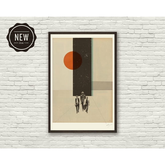Space Opera Trio Rebellion Space Collage Vintage Geometric Mid-Century Modern Wall Art, Unframed Poster