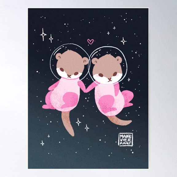 Space Otters Poster Wall Art, Modern Wall Decor For Living Room Bedroom, 12x18 UNFRAMED