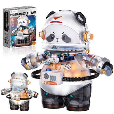 Space Panda Astronaut Building Set - 744Pcs Mechanical Panda STEM Toy with Lights, Space Animal Figure for Kids Adults, Ideal Gift for Space Lovers