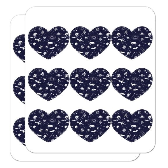 Space Pattern with Stars Planets Aliens Astronauts Spaceships Dogs Heart Shaped Planner Calendar Scrapbook Craft Stickers