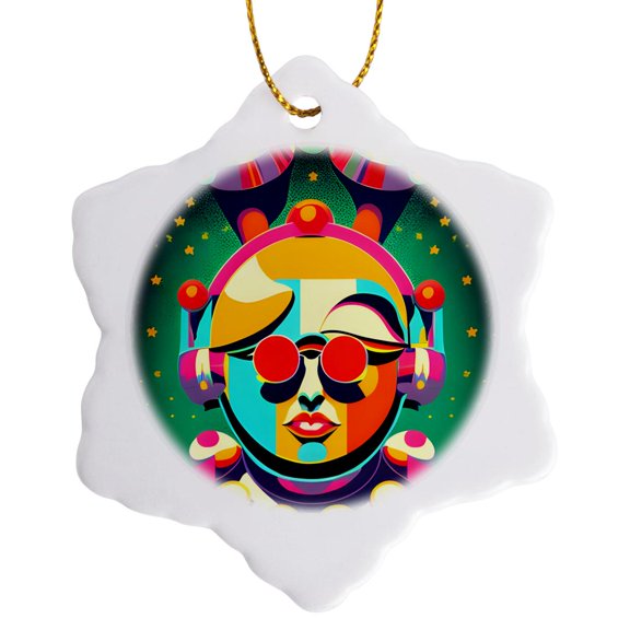 3drose, Space Person Pop Art, 3 inch Snowflake Porcelain Ornament
