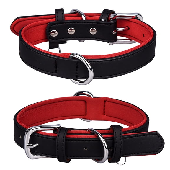 Space Pet Lost Dog Comfortable Leather Collar with Reflective Stitching for Nighttime Visibility and Secure Buckle Design