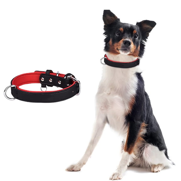 Space Pet Lost Dog Comfortable Leather Dog Collar with Reflective Stitching for