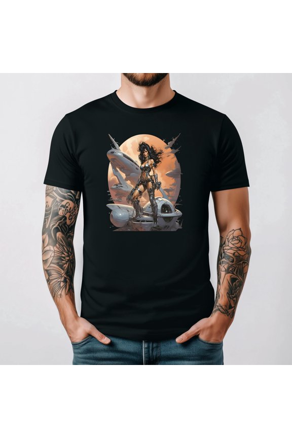 Space Pirate Beauty Galaxy Fantasy Adventure Cosmic Retro Graphic Unisex T Shirt up to 5XL