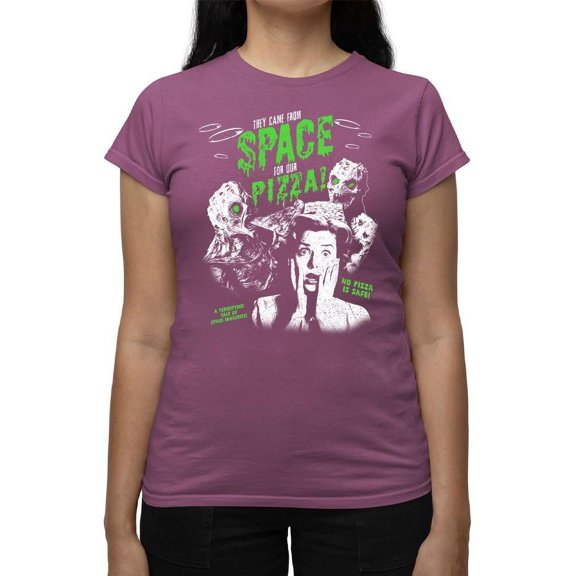 Space Pizza Invasion Graphic Tee T-shirt Color Women's