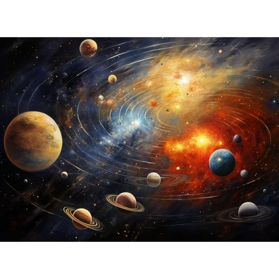 Space Planet 5D Diamond Art Painting by Number Kits for Adults DIY Paint with Round Full Drill Diamond Gems Painting Art Craft for Home Wall Decor 11.8x15.8inch