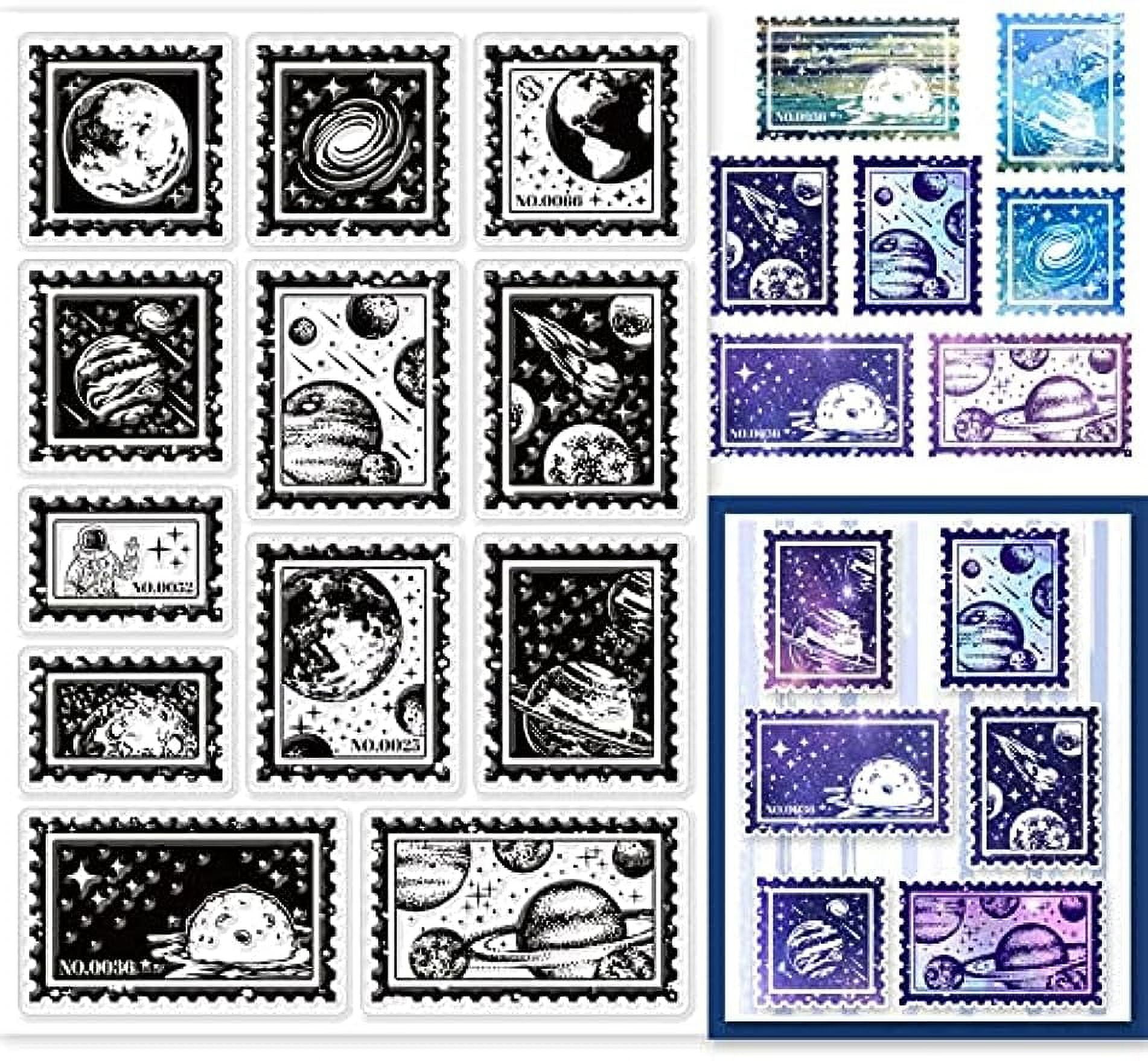 Space Planet Clear Stamps Planet Postage Stamp Transparent Silicone Stamps  for DIY Scrapbooking Supplies Embossing Paper Card Album Decoration Craft 