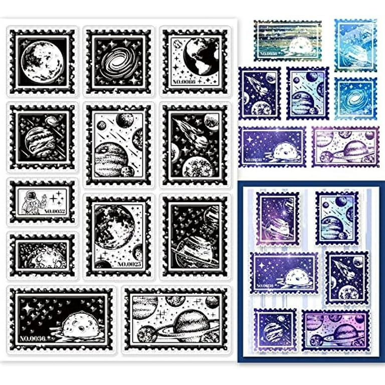 Space Planet Clear Stamps Planet Postage Stamp Transparent Silicone Stamps  for DIY Scrapbooking Supplies Embossing Paper Card Album Decoration Craft