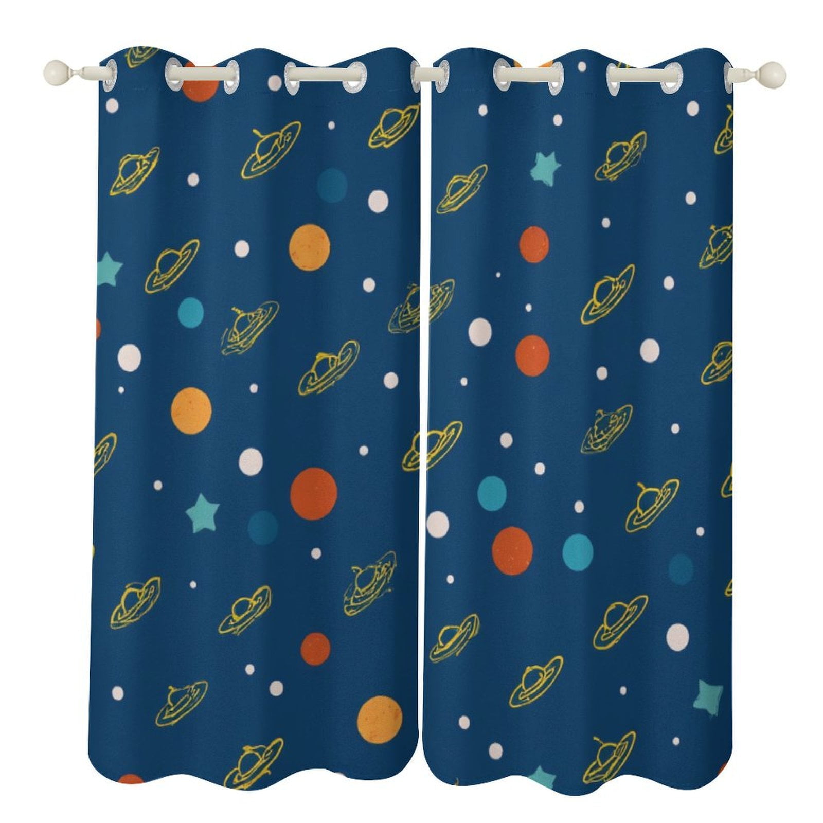 Space Planets And Stars Pattern 2 Panels 3D Printing Pattern Curtain ...