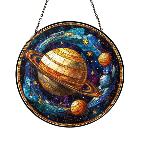 Space Planets Decorative Window Hanging – Stained Glass Style