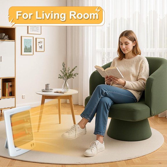 Space , Portable Electric Radiant with Foldable Holder, Overheat and Tip-over for Home Office Indoor Use