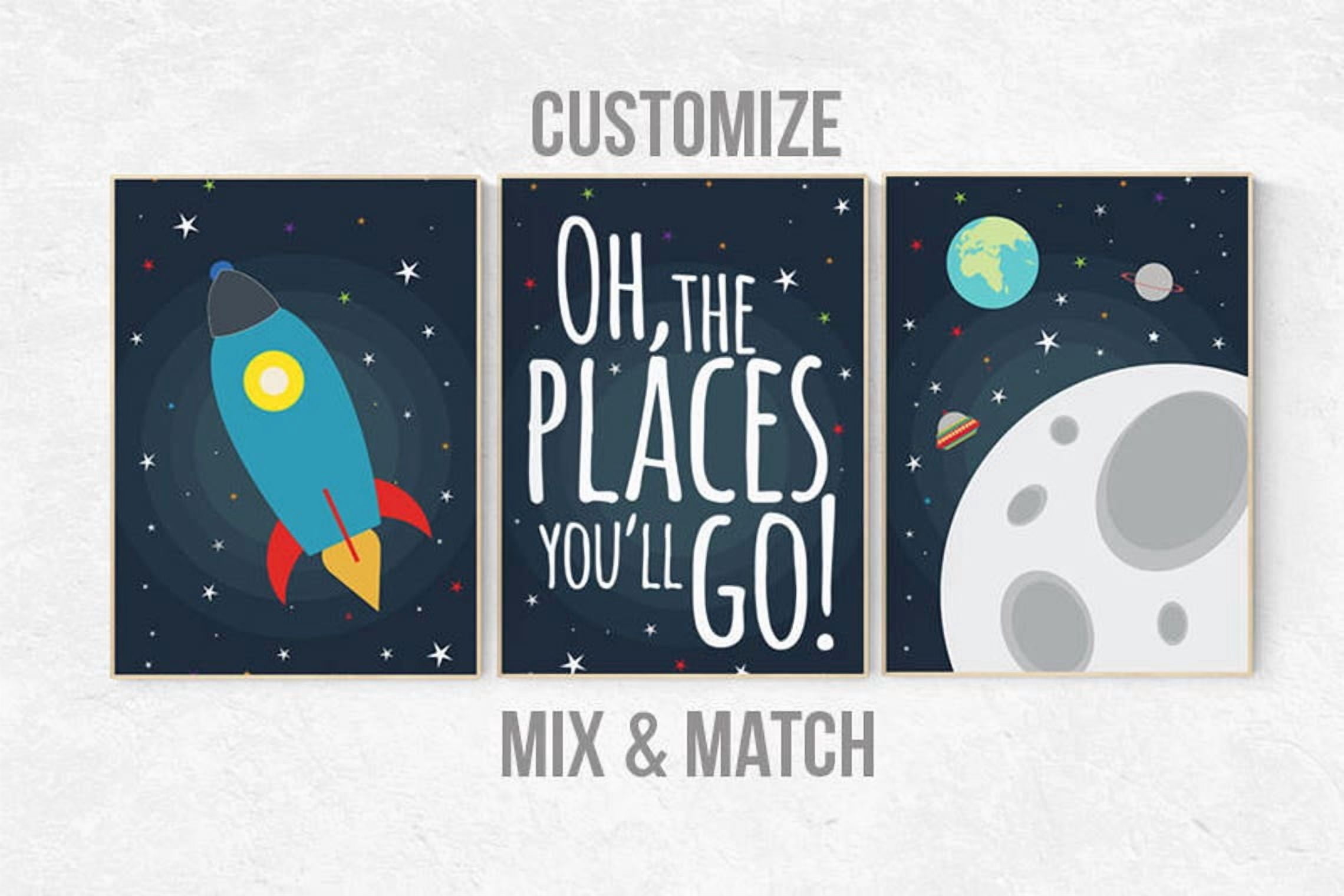 Space Poster Baby Boy Nursery Decor Astronaut Planets Outer Space Room ...