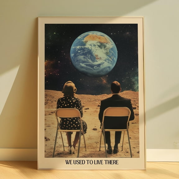 Space Poster Print Retro Wall Art Aesthetic New Home Print Retro Decor Surreal Wall Art Retro Poster For Apartment Wall Decor Art Wall Art, Modern Wall Decor, 8x12 UNFRAMED
