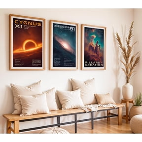 Space Poster Set Art Bundle Featuring Black Hole & Nebula For SciFi Astronomy And Cosmic Wall Decor Lovers Set 3
