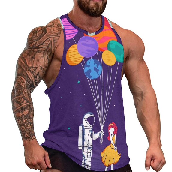 Space Print Tank Top Stars Moon Galaxy Cool Tops Daily ing Mens Graphic Sleeveless Shirts