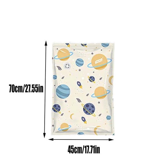 Space Print Vacuum Storage Bags Extra Thick Reusable Compression Bags for Clothes Down Jackets Quilts Blankets Pillows Travel Organizer with Double Zipper Sealing