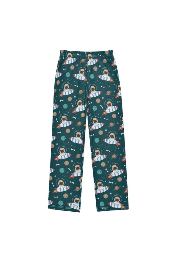 Space Pug Pattern Pajama Pants Soft and Lightweight Elastic Waistband Pajama Pants