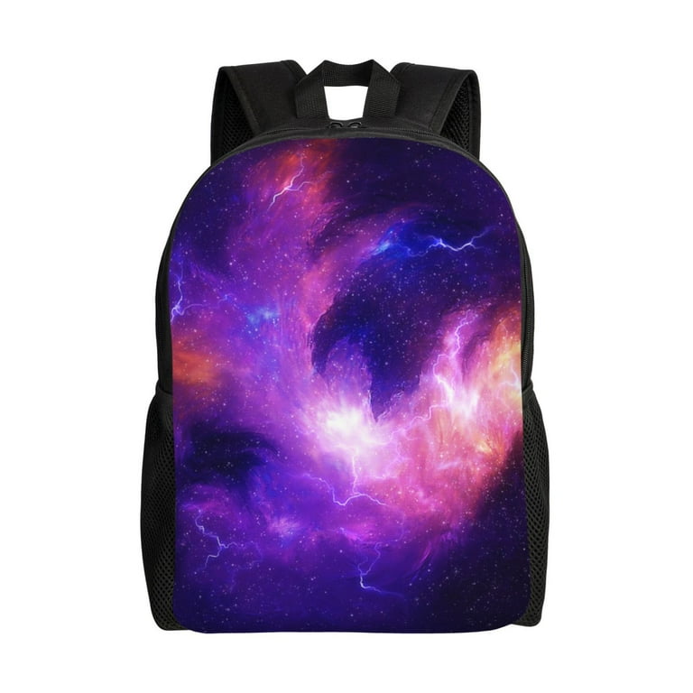 Space Purple Backpack Casual Adjustable Bookbag School Bag Unisex