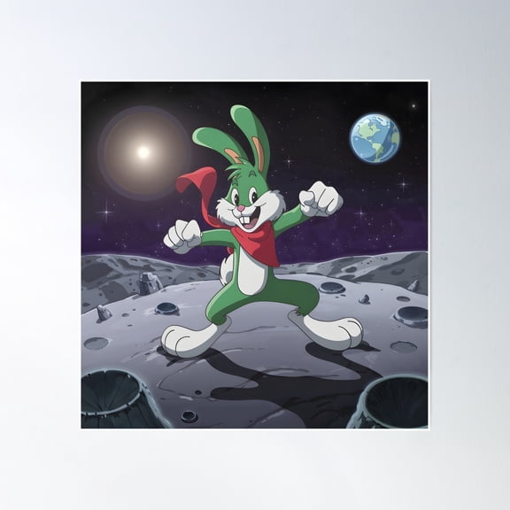 Space Rabbit Poster Wall Art, Modern Wall Decor, 30x30 UNFRAMED