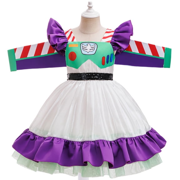 Space Ranger Hero Costume Dress Intergalactic Astronaut Winged Tutu Outfit Halloween Cosplay
