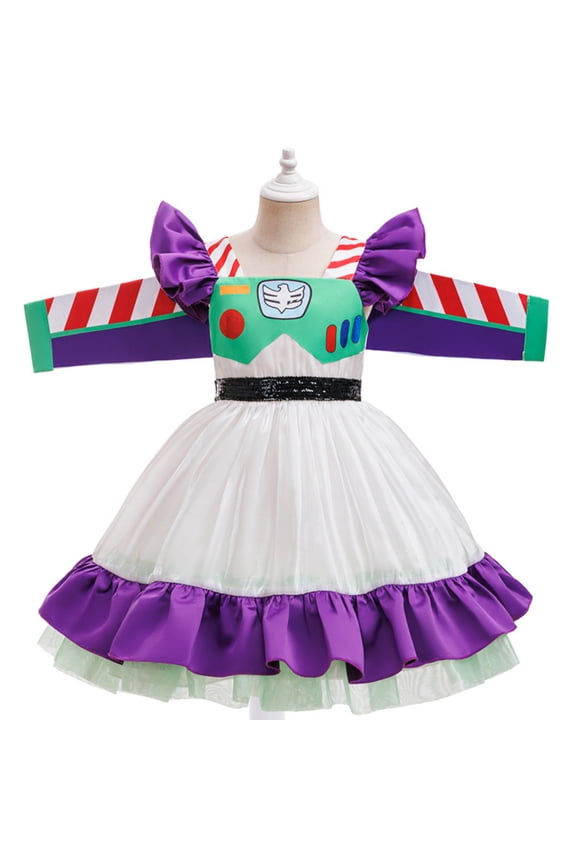 Space Ranger Hero Costume Dress Intergalactic Astronaut Winged Tutu Outfit Halloween Cosplay
