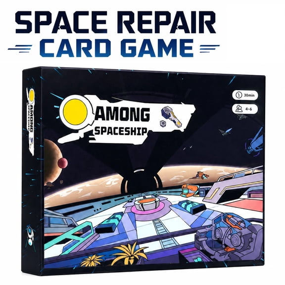 Space Repair Cooperative Card Game, 4-6 Players, 30-Minute Sci-Fi Strategy Board Game with Map, Markers and Dice, Age 14+