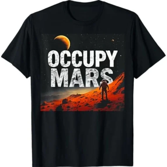 Space Retro Occupy Mars Explorer Astronomy Design Sci Fi Unisex T-Shirt up to size 5XL