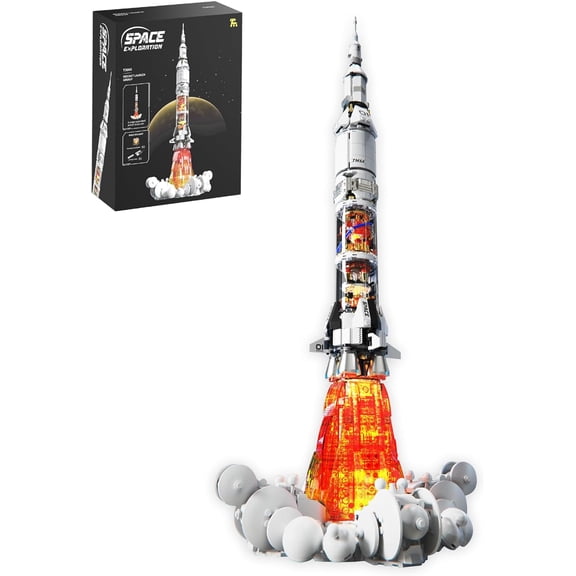 Space-Rocket Building Blocks Sets,STEM 1201PCS ,Stage Separated Arrow Model Rockets Kit,Light Strip NASA Toys,