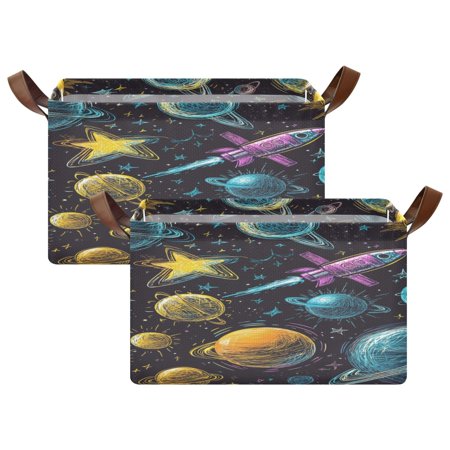 Space Rocket16.9x11.4x10in Foldable Open Home Storage Bins Durable Water Resistant Shelf Baskets