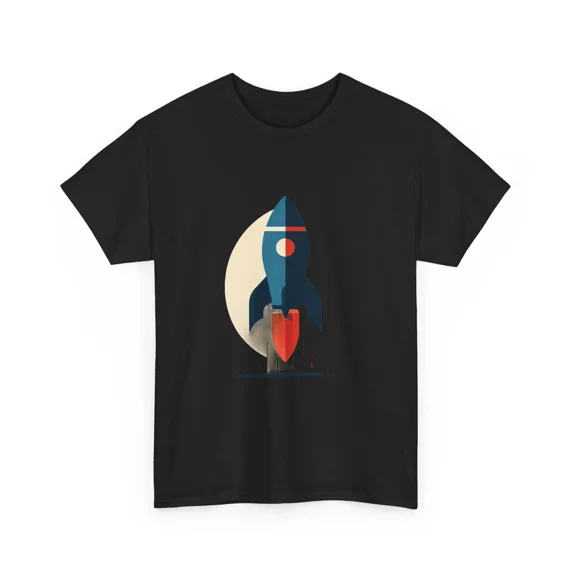 Space Rocket Launch Graphic Design Celestial Exploration Unisex T-Shirt, up to Size 5XL