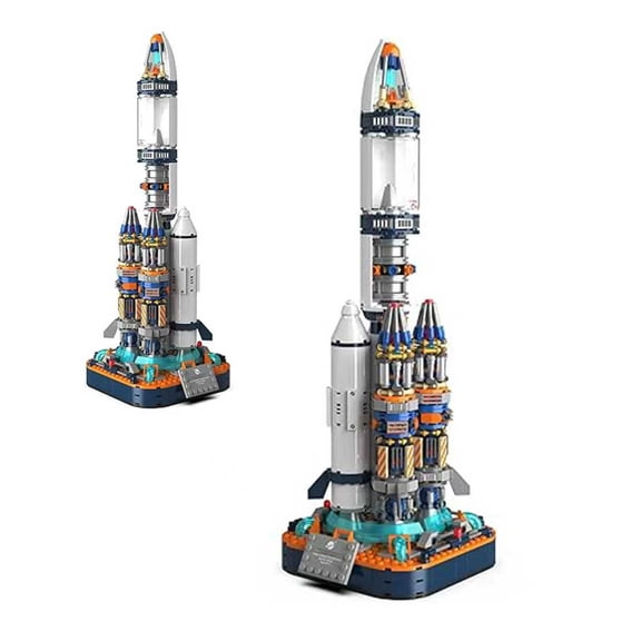 Space Rocket Model Building Block Set for Adults to Build, 70110 Space Rocket Sets with Satellite and Probe, Collectible Spacecraft Decor Gifts for Teens Ages 14+ (864 Pieces)