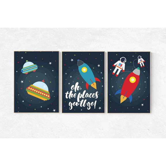 Space Rocket Nursery Wall Art Print, Astronaut, Nursery, Gallery Wall And Home Decor