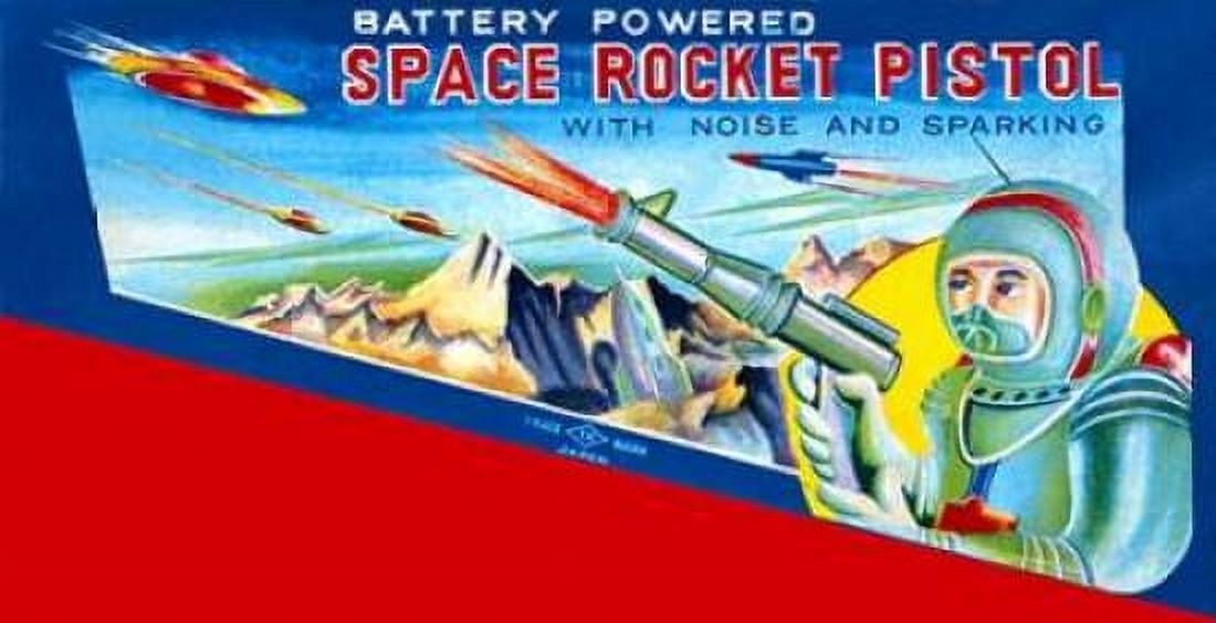 Space Rocket Pistol Canvas Art - Retrobot (12 x 18)