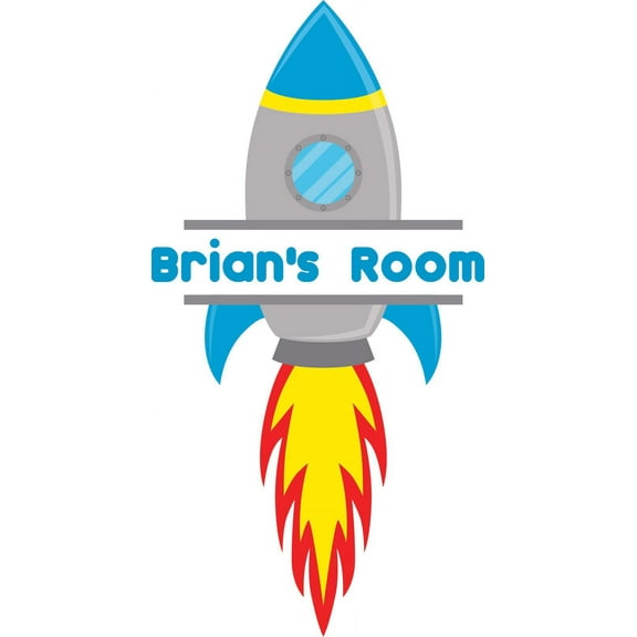 Space Rocket Rockets Flight Customized Wall Decal - Custom Vinyl Wall Art - Personalized Name - Baby Girls Boys Kids Nursery Bedroom Wall Decal Room Decor Wall Stickers Decoration Size (40x20 inch)
