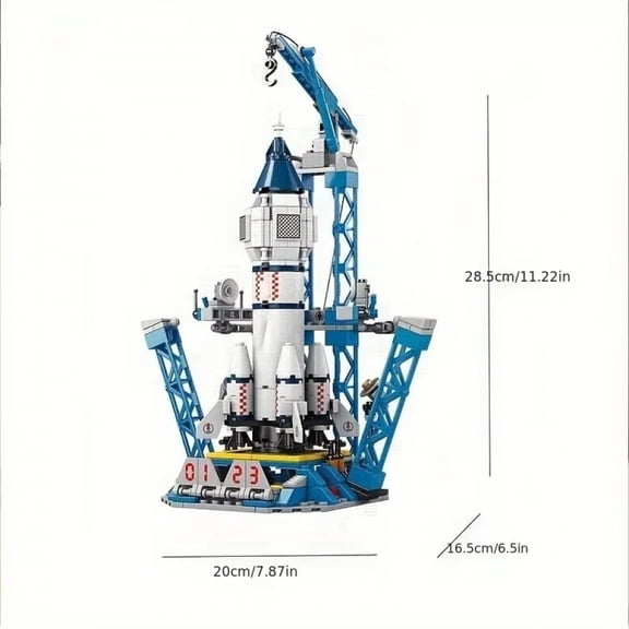 Space Rocket & Shuttle Building Block Set, ABS Plastic Space‑Launch‑Site Construction Bricks, DIY Educational Model Toy for Kids STEM Creative Play