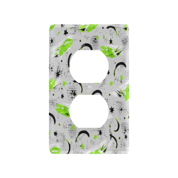 Space Rocket Star Pattern Decorative Wall Plate, Flame Retardant PC Plastic Light Switch & Outlet Cover with Mounting Screws Fits Duplex Outlets