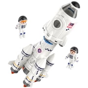 Space Rocket Toys for 3 4 5 6 7 8 9 Years Old Kids Science Educational Toys 5-in-1 STEM Aerospace Toy with 2 Astronauts, Projection Lamp, Space Toys Gift for Boys Girls 3+