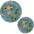 thumbnail image 1 of Space Rockets Placemats Set of 2, Woven Washers, Cotton, Round Large Pot Holder, Heat Resistant, for Pot Countertops Home Decor, 1 of 7