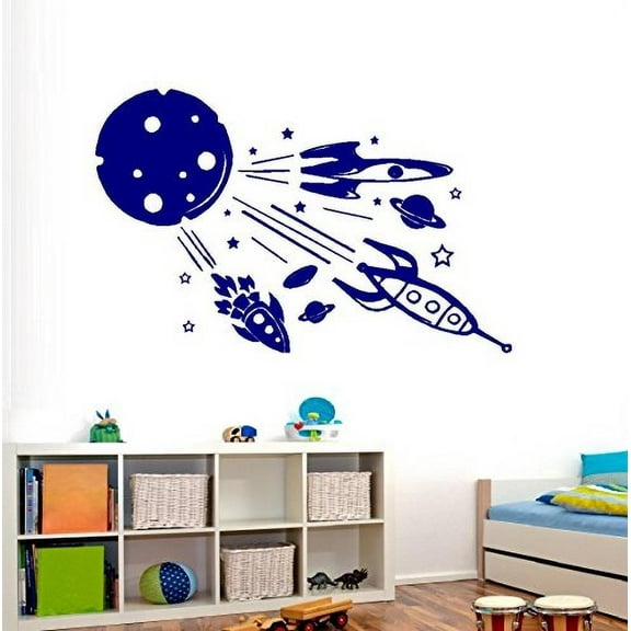 Space Rockets shooting from Moon ~ WALL 20" x 30"