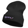 thumbnail image 1 of Space Rocketship Embroidered 12 Inch Long Knitted Beanie - Black OSFM, 1 of 5
