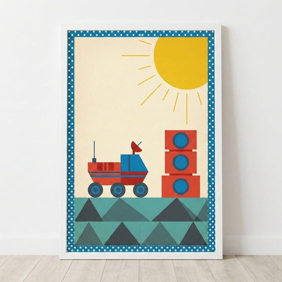 Space Rover Minimalist Geometric Wall Art Retro Sci Fi Nursery Decor Mars Unframed Paper Print