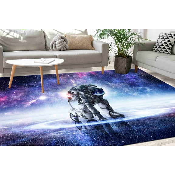 Space Rug, Astronaut Landing Rug, View Rugs, Easy To Clean Rugs, Stair Rug, Astronaut Rugs, Decorative Rug, Soft Rug, Boy Room Rug Decor, 1.7'x2.3' - 50x70 cm