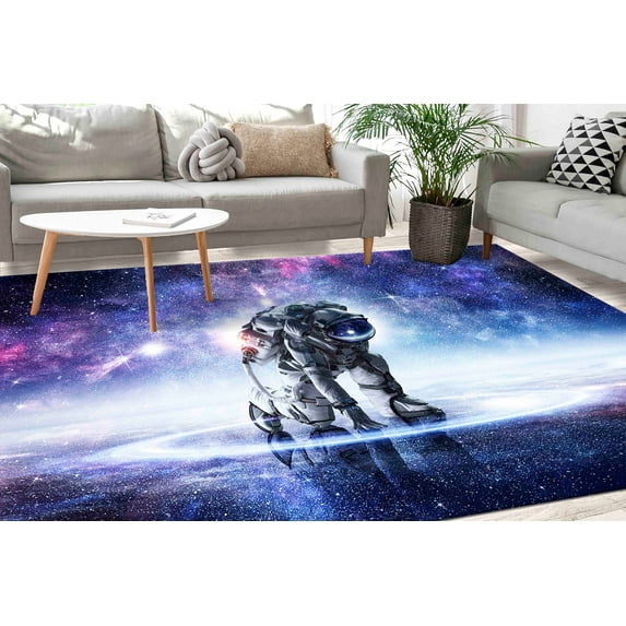 Space Rug, Astronaut Landing Rug, View Rugs, Easy To Clean Rugs, Stair Rug, Astronaut Rugs, Decorative Rug, Soft Rug, Boy Room Rug Decor, 5.9'x9.2' - 180x280 cm
