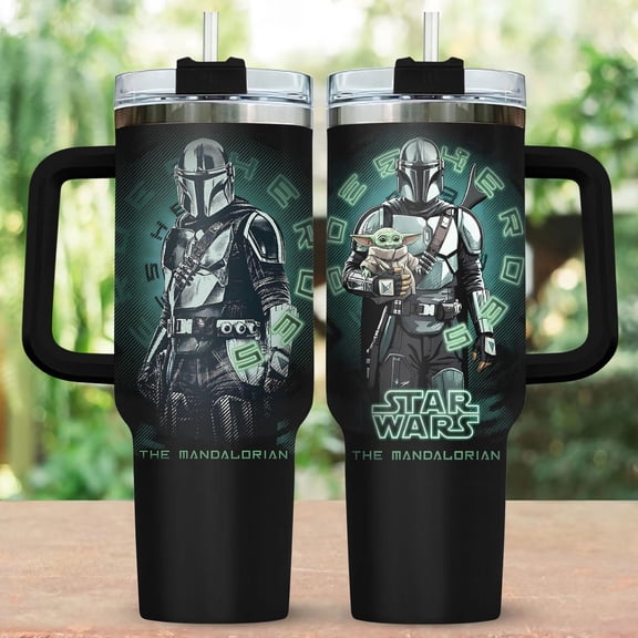 Space Saga Tumbler 40oz, Fairytale Movie Tumbler, Galactic Adventure Tumbler, Galactic Bounty Warrior And Little Green Space Child Insulated Tumbler, Fairytale Park Cup