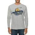 thumbnail image 1 of Space Satellite Ship Graphic Long Sleeve Crewneck Tee - Heather Grey 2XL, 1 of 4