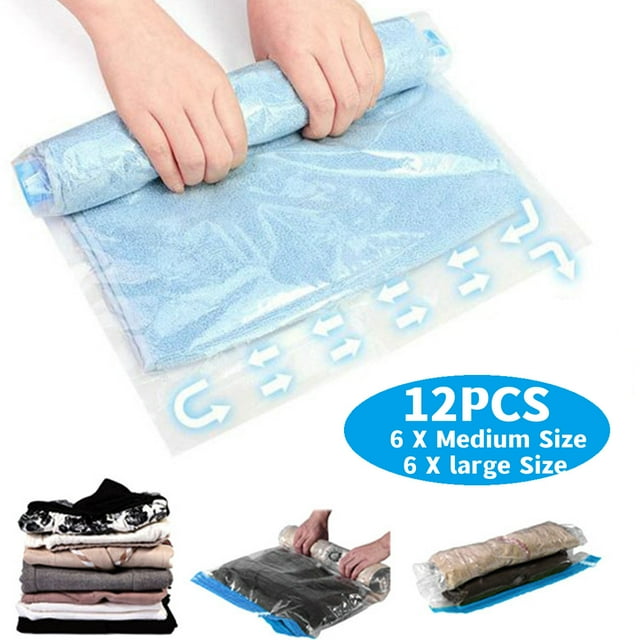 Space Saver Vacuum Storage Bags, Travel Compression Rollup Seal Bags