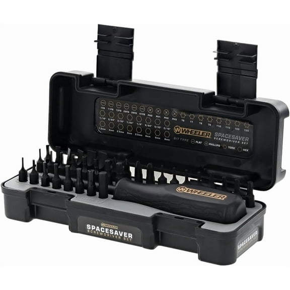 Space Saver Screwdriver Set with Magnetic Screwdriver Handle, Bit Assortment and Storage Case for Maintenance