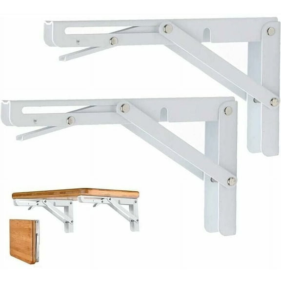 Space Saver Triangle Shelf Bracket for Wall Mounted Applications, Foldable Console Support Sturdy Material, Easy Installation Stainless Steel Heavy Duty, Scratch Resistant White