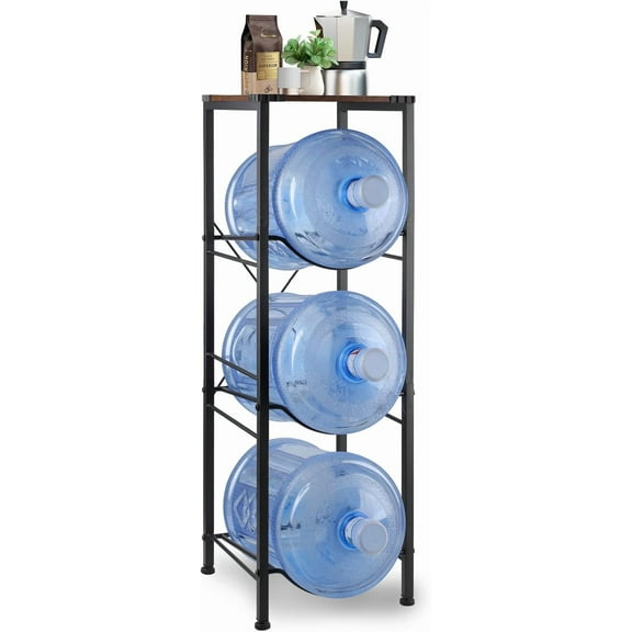 Space Saver Water Bottle Storage Rack, 3-Tier Organizer with Wood Accent