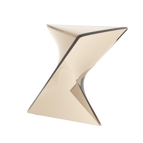 Space-Saving 15.75" Triangular End Table Stackable Lightweight Plastic, Transparent Amber Accent Table for Apartment Terrace